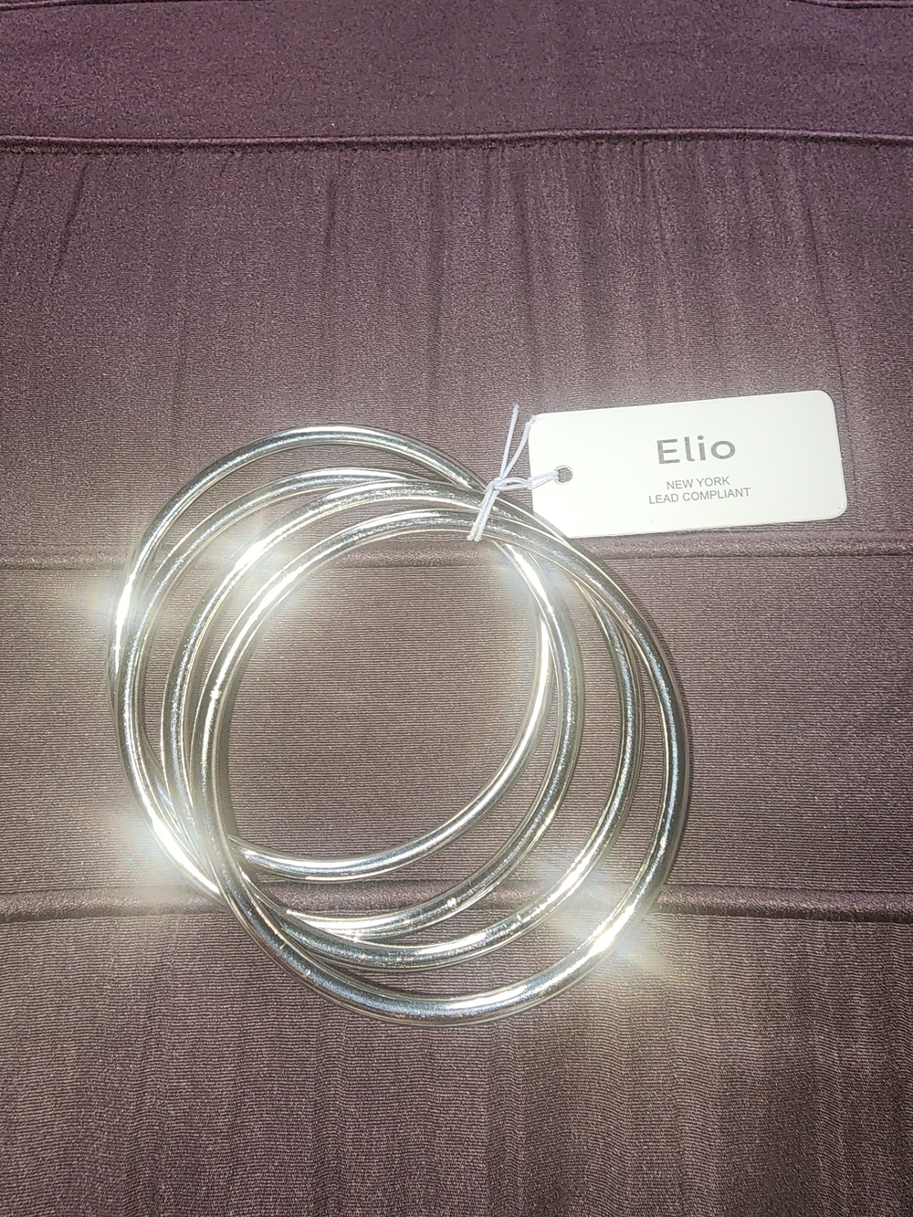 Elio Silver Tone Stackable Bangle Bracelet 4 Pc Set $25 NWT